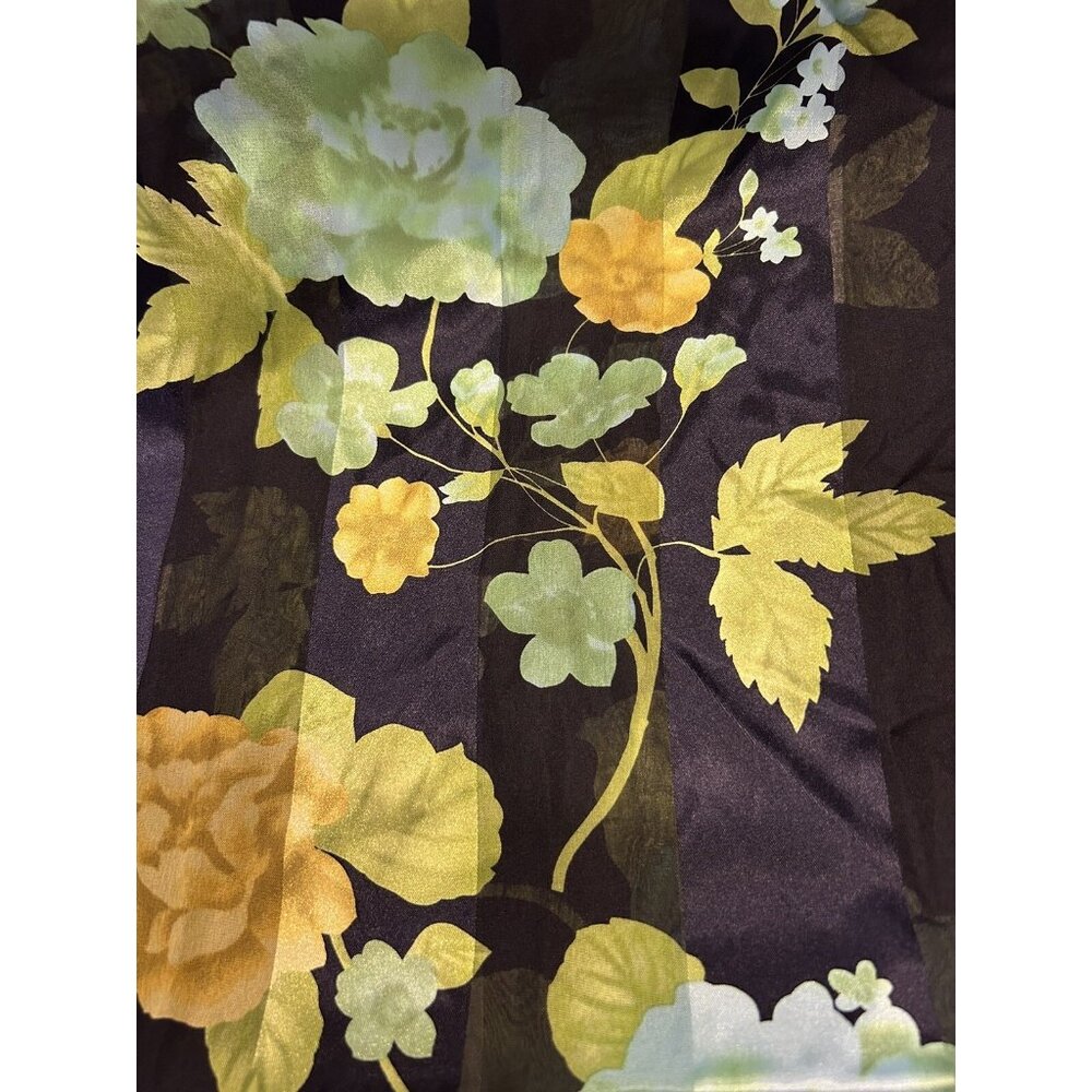 VTG Floral Sheer Scarf 58”x13” Elegant Yellow Blue Green Polyester Large NWT - Picture 6 of 9